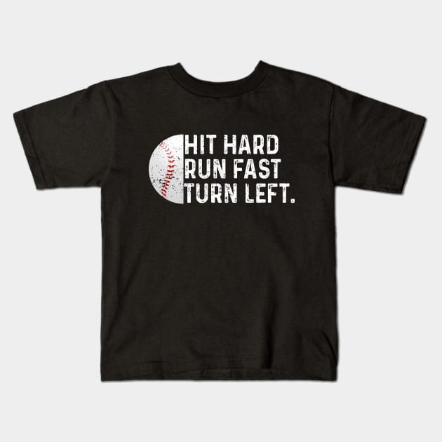 Hit Hard Run Fast Turn Left Kids T-Shirt by Bourdia Mohemad